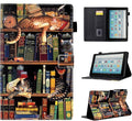 Case for Fire HD 8 Tablet (8th/7th/6th Generation 2018/2017/2016 Release) Premium PU Leather Folio Stand Cover Protective Case with Auto Sleep Wake Bookshelf Cat