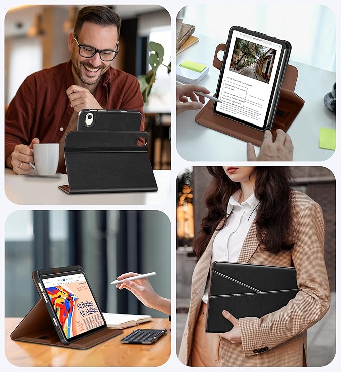 DTTO for iPad mini 7 (A17 Pro) Case iPad mini 7th / 6th Generation Case (2024/2021) 360 Degree Rotating Premium Leather Folio Stand Cover with Pencil Holder Black
