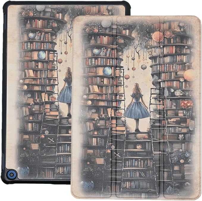 Case Fits New Amazon Fire HD 10 Tablet Case(Only Fit 13th Gen 2023 Release) Bookish Girlie Trifold Lightweight Hard Shell Stand Cover with Auto Wake/Sleep