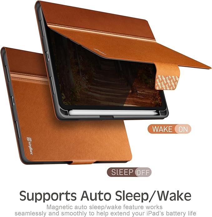 KingBlanc for iPad mini 7 (A17 Pro) Case iPad mini 7th/6th Generation Case (2024/2021 8.3-inch) with Pencil Holder PU Leather Stand Cover Auto Sleep/Wake Multi-Angle for Viewing/Typing Brown