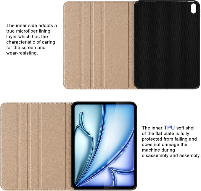for iPad Air 11 Inch M3 2025/ M2 2024iPad Air 10.9 Inch Case 5th/4th Gen 2022/2020Leather Folio Cover with Auto Wake/Sleep Adjustable StandMultiple View Angles Protection Case-Black