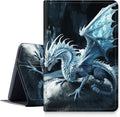 DIGTIALLL Case for Amazon Kindle Fire 7 Tablet Case (12th Gen 2022 Release) PU Leather Smart Protective Cover with Auto Sleep/WakeBlue Dragon with Wings