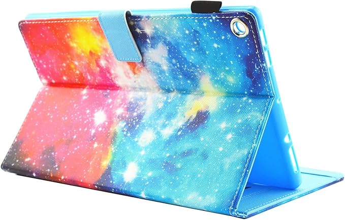 Case for Fire HD 8 (8th/7th/6th Generation 2018/2017/2016) Techcircle Multi-Angle View Stand Cute Pattern Slim Folding Leather Protective Cover with Card Slots Smart Sleep/Wake Colorful Galaxy