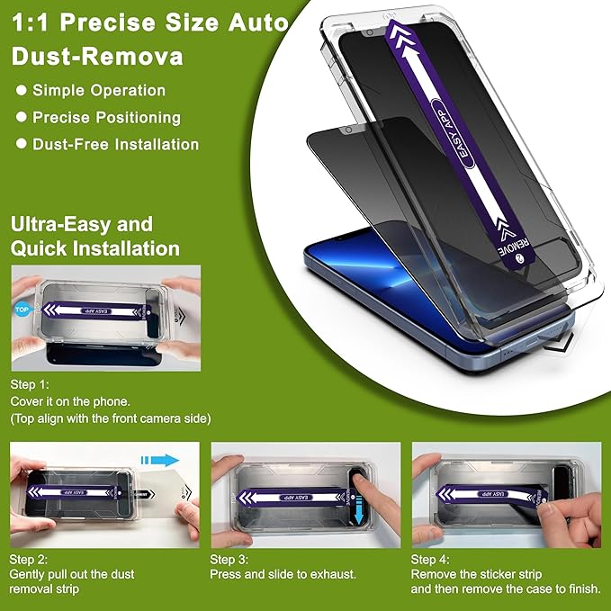 2-Pack Matte Privacy Glass Screen Protector for iPhone 13 Pro Max/14 PlusAnti-Glare &amp Anti-SpyAnti-ReflectionSmooth as SilkMilitary-Grade 9H HardnessEasy Installation