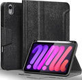 Gexmil Premium Leather Case for iPad mini 7 (A17 Pro) 2024 / iPad mini 6 Generation 2021 8.3 InchPencil Holder Magnetic ClosureShockproof Cowhide CoverAdjustable StandPalm-Print Black