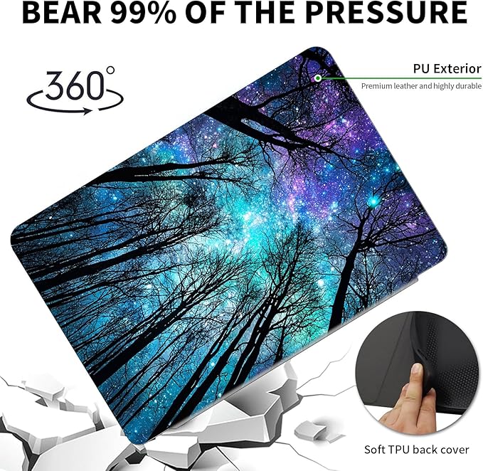 Case for Samsung Galaxy Tab S10 Plus/ S9 FE Plus/ S9 Plus 5G Tablet 12.4 Inch Case360 Degree Rotating Swivel PU Leather Stand Flip Folio Cover with Auto Wake/SleepForest Galaxy