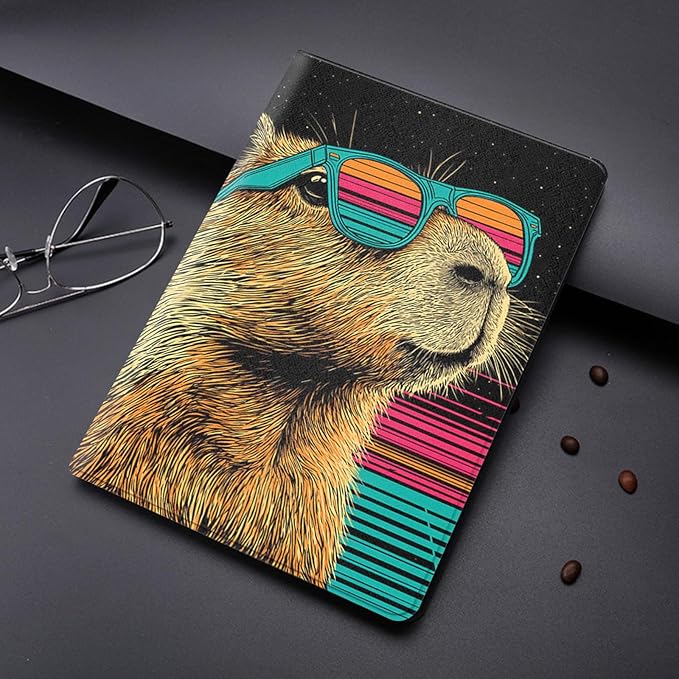 Case for Samsung Galaxy Tab A11 Plus/A9 Plus 11 Inch 2025/2023Adjustable Stand Auto Wake/Sleep Function Full Body Protection Cover - Capybara Retro Sunglasses