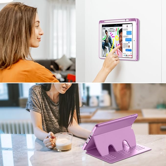 VIKESI Case for iPad 9th / 8th / 7th Generation 10.2 inch (2021/2020/2019 Released)Multiple Angles Magnetic Stand CoverShockproof BackPencil Holderand Auto Sleep/WakePurple