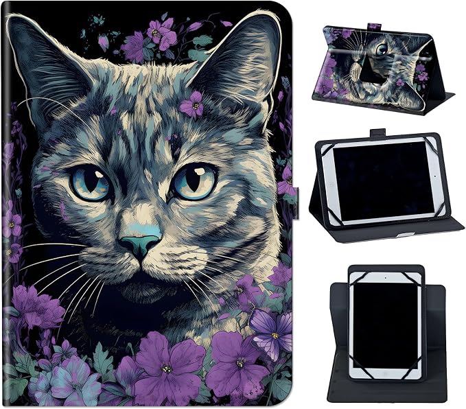 Cute Cat /Purple Flowers