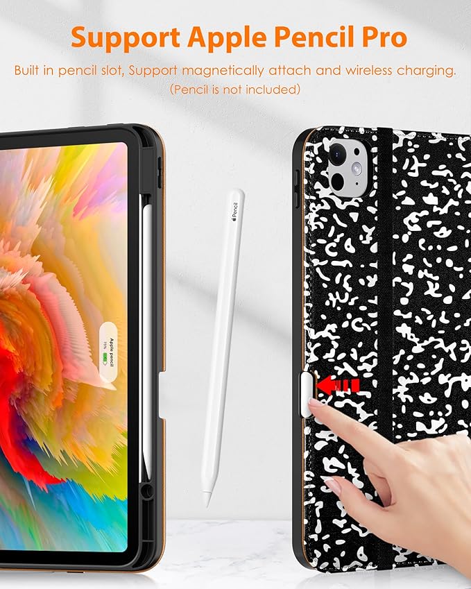 DTTO for iPad Pro 13 inch Case (M5/M4) 2025/2024 Premium Leather Business Folio Stand Cover with Pencil Holder - Auto Wake/Sleep &amp Multiple Viewing Angles Built in Hand Strap &amp Pocket Book