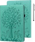 ALILANG for Kindle Fire Max 11 Case (13th Generation 2023 Release) Tree Embossed PU Leather Card Slot Shockproof Smart Cover for Kindle Fire Max 11 2023 Tablet Case -Green