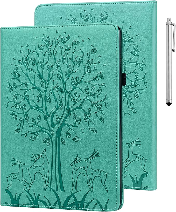 ALILANG for Kindle Fire Max 11 Case (13th Generation 2023 Release) Tree Embossed PU Leather Card Slot Shockproof Smart Cover for Kindle Fire Max 11 2023 Tablet Case -Green