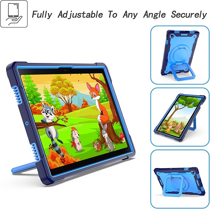 Dteck for Samsung Galaxy Tab A8 (SM-X200/X205) Tablet Case 10.5 2022 Release Shockproof Sturdy Rugged Case for Kids with Rotate Handle and Kickstand Protective Cute Cover with Shoulder Strap Blue