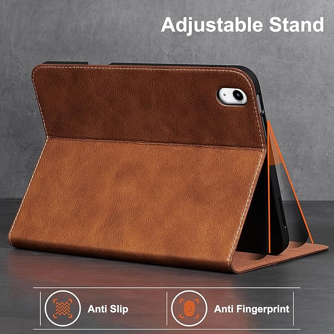 Gexmil Leather Case for iPad (A16) 11th Generation 11 Inch 2025 iPad 10th Generation 10.9 Inch 2022Protective Cover with Pencil HolderMagnetic ClosureAuto Sleep/WakeVegetable Tanned Brown