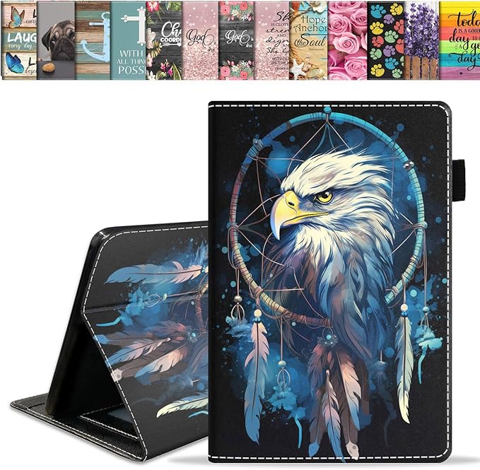 Case for All-New Amazon Fire HD 10 &amp 10 Plus Tablet 10.1 (13th/11th Generation 2023/2021 Release) Slim PU Leather Stand Cover with Card Slot &amp Auto Wake/Sleep Dreamcatcher Bald Eagle