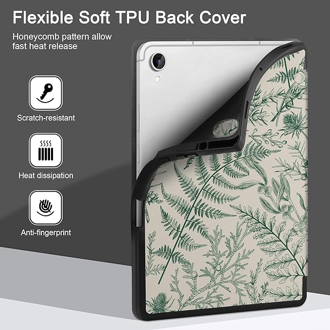 DONGKE Case for Samsung Galaxy Tab S11 5G 11 2025 Model (SM-X730/X736B) Slim Lightweight Trifold Stand Cover with S Pen Holder Auto Sleep/Wake Soft TPU Shockproof Back Plant &amp Berry
