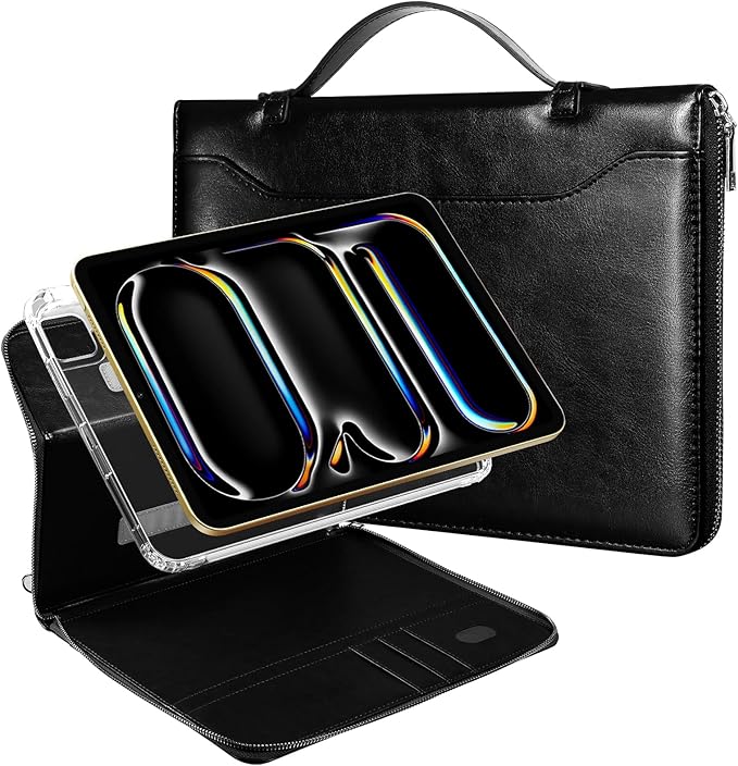 E NET-CASE Case for iPad Air 11-inch M4/M3/M2 (2026/2025/2024)/iPad (A16) 11th Gen 11 2025/iPad 10th Gen 10.9 2022/iPad Air 5th/4th Gen (2022/2020) 10.9Briefcase-Style Stand Cover(Black)