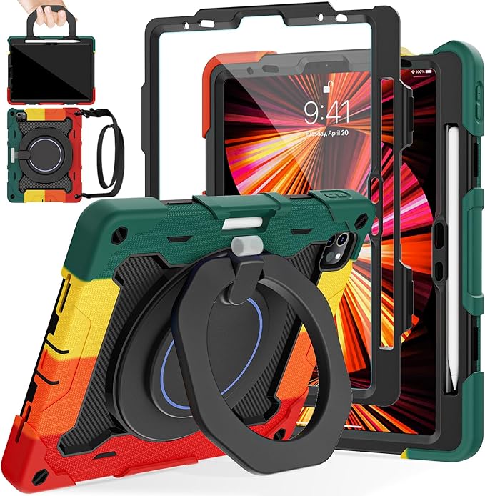 ROISKIN for iPad Air 11 inch M4/M3/M2 Case iPad Pro 11 inch 4th/3rd/2nd/1st GenerationiPad Air 5th/4th 10.9 inch CaseHeavy Duty Shockproof with 360 Stand Handle Shoulder Strap Pen Holder for Kids