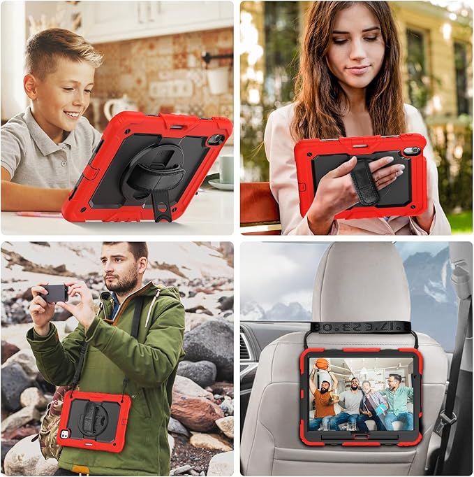 Herize Case Compatible with iPad Air 11 M3/M2 for Kids | Shockproof Case for iPad Air 7th/6th Generation 11 Inch 2025/2024 with Screen Protector Pen Holder Stand Hand/Shoulder Strap