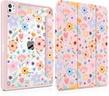 Case for iPad Pro 13 inch (M5) 2025 (M4) 2024 Release Slim Lightweight Cute Light Pink Cover with Clear Back TPU Edge Pencil Holder Trifold Stand Colorful Flowers