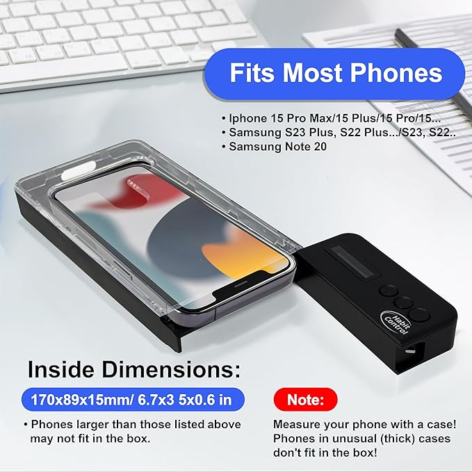 Phone Lockbox with Timer - Phone Safe Box with Timer Cellphone Jail Time Locking Container 99 Hours Phone Free Box - Reduce Screen Time Improve Productivity - Habit Control Lock Box - Black