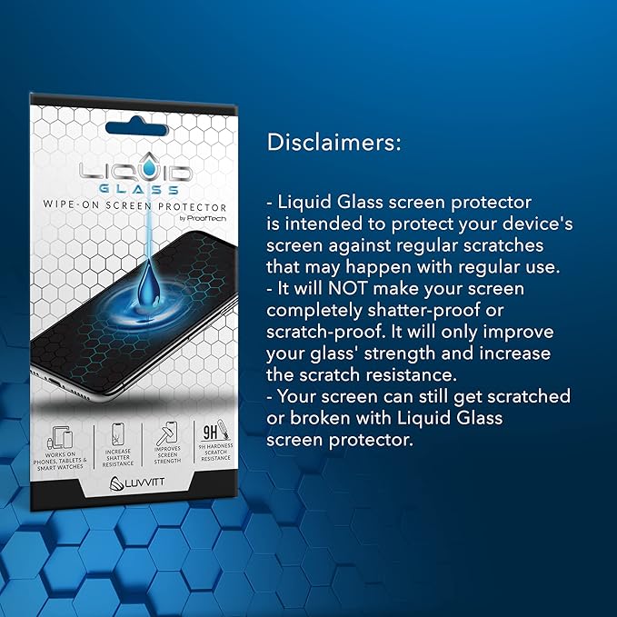 LIQUID GLASS Screen Protector Wipe On Scratch and Shatter Resistant Nano Protection for All Phones Tablets Smart Watches - Universal (New and Advanced)