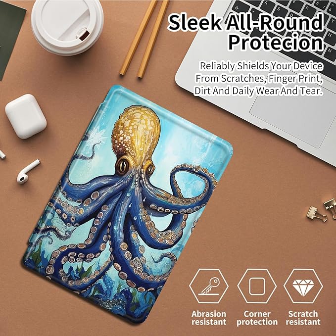 Case for Amazon Kindle Fire HD 8 &amp HD 8 Plus Tablet 8 (12th/10th Generation 2022/2020 Release)360 Degree Rotating Swivel Stand Protective Cover for Fire HD 8 TabletOctopus