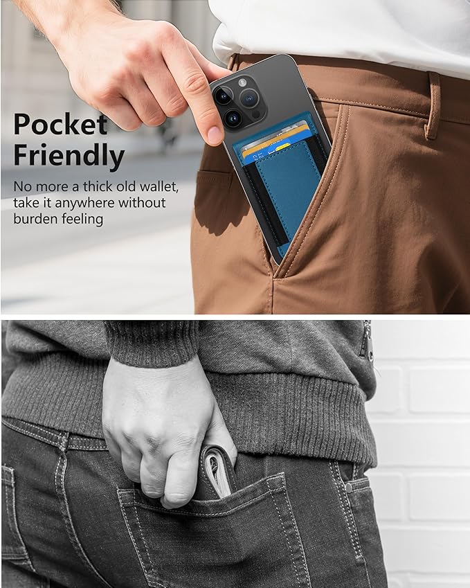 ExtreLife for MagSafe Wallet with Money Clip Stronger Magnetic Wallet for iPhone 17/16/15/14/13/12 Series RFID Blocking for iPhone Wallet with Stand ID Window &amp 8 Card Holder Navy Blue