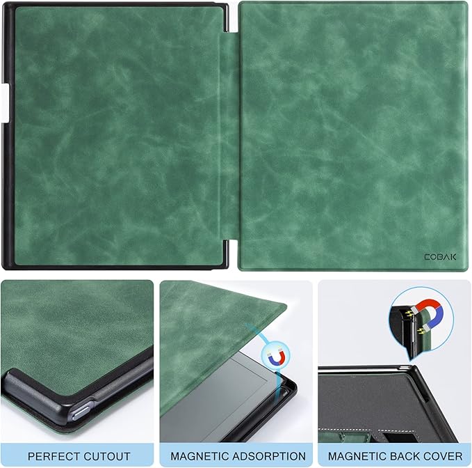 CoBak Case for Remarkable 2 Paper Tablet Two Viewing Angles - Lightweight and Hard Back Shell Protective Book Folio Cover with Built-in Pen Holder - for 10.3 2020 Released (with Stand Emerald)