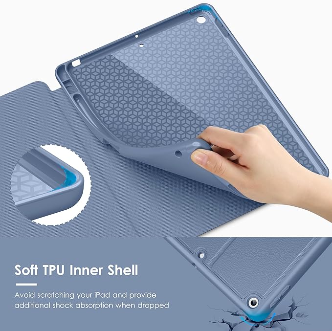 VIKESI Case for iPad 9th / 8th / 7th Generation 10.2 inch (2021/2020/2019 Released)Multiple Angles Magnetic Stand CoverShockproof BackPencil Holderand Auto Sleep/WakeMist Blue