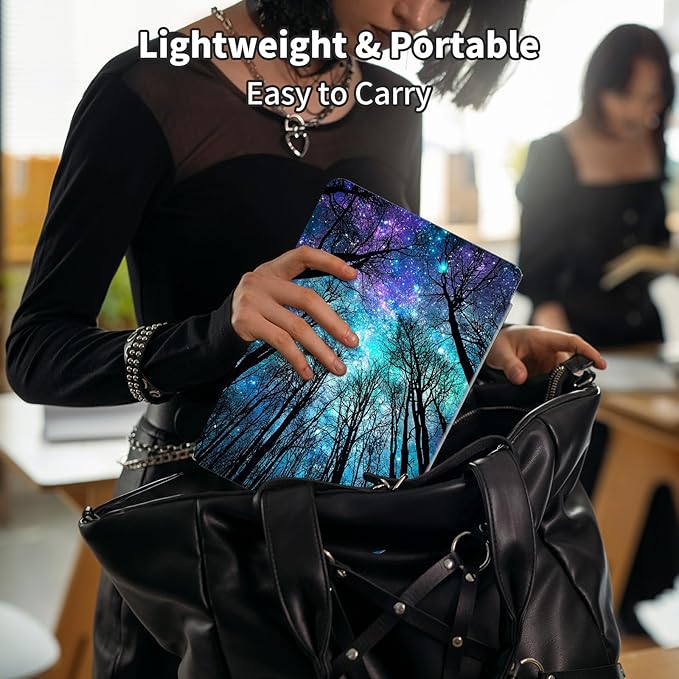 Case for Samsung Galaxy Tab S10 Plus/ S9 FE Plus/ S9 Plus 5G Tablet 12.4 Inch Case360 Degree Rotating Swivel PU Leather Stand Flip Folio Cover with Auto Wake/SleepForest Galaxy