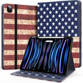 Case for New iPad Pro 12.9 inch 6th/5th/4th/3rd Generation 2022/2021/2020/2018 12.9'' ipad Pro Leather Folio Protective Cover 6/5/4/3 Gen with Pencil Holder Auto Wake/Sleep Flag
