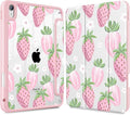 May Chen for iPad Air 11-inch M4/M3/M2 (2026/2025/2024) iPad Air 5th/4th 10.9 Inch - Shockproof Cover with Clear Back Shell &amp Penceil Holder Auto Wake/Sleep Stand Cover Strawberries