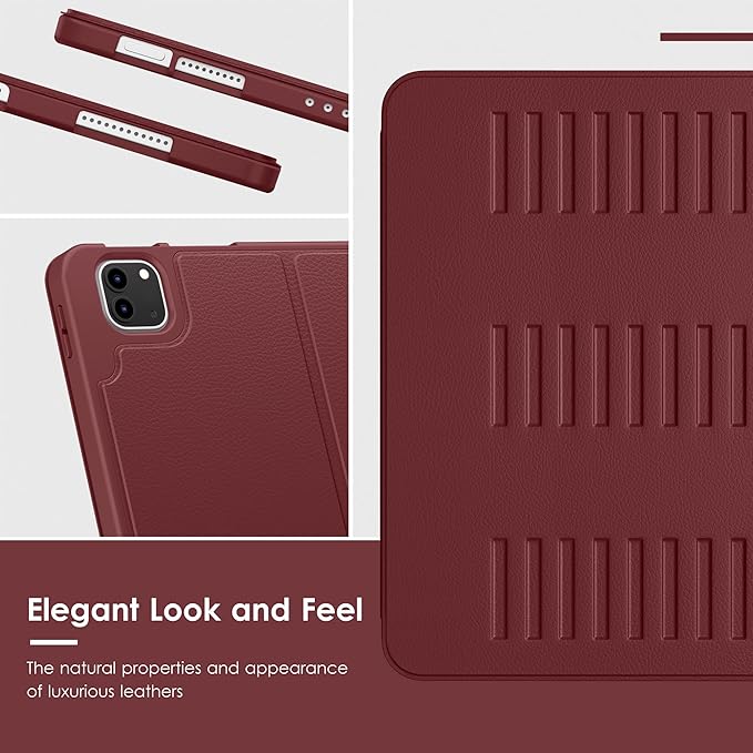 VIKESI Case for iPad Air 13 inch (M4) 2026 / (M3) 2025 / (M2) 2024Multiple Angles Magnetic Stand CoverShockproof Soft BackPencil Holderand Auto Sleep/WakeWine