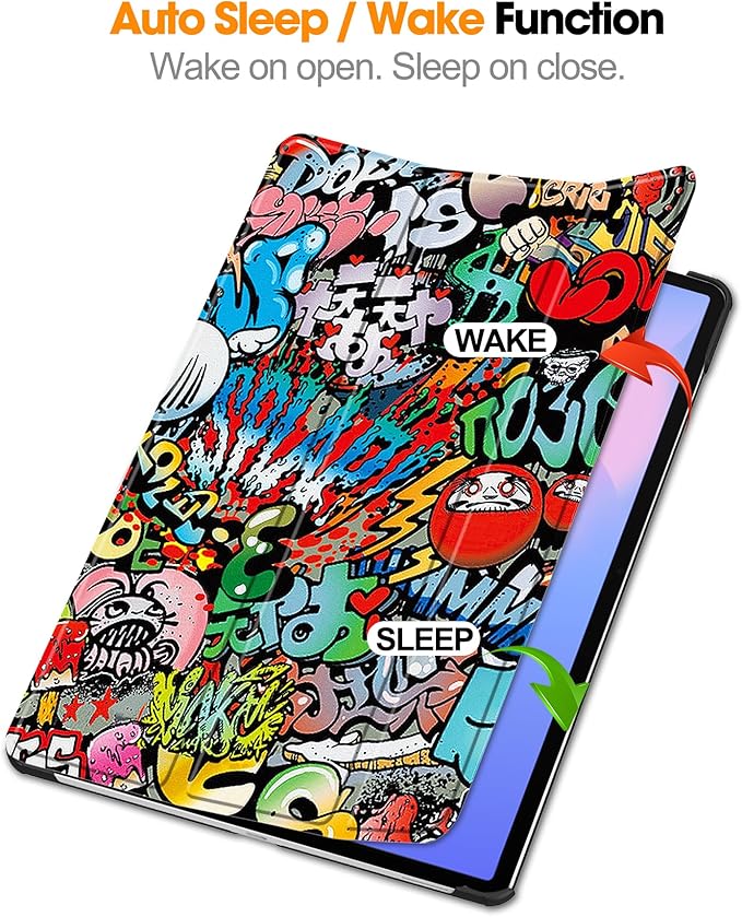 Case for Samsung Galaxy Tab S10 FE+/S10 FE Plus 13.1 Inch 2025 Model (SM-X620/SM-X626B) Tri-Fold Stand Smart PU Leather &amp Hard Back Shockproof Cover with Auto Wake/Sleep Colored Graffiti