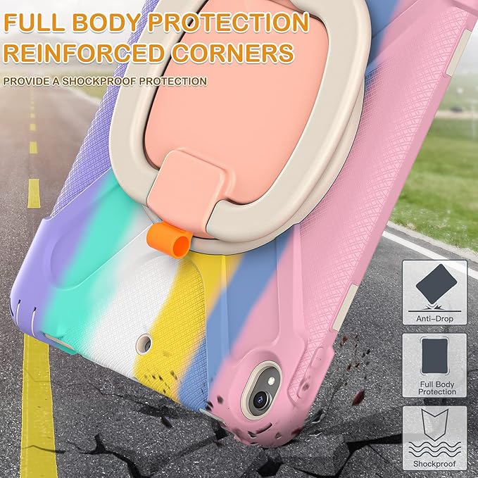 BRAECN iPad Air 3 10.5 2019 Case Protective Silicone Case with Hand Grip Pencil Holder Kickstand Shoulder Strap for iPad Air 10.5 (3rd Gen)/iPad Pro 10.5 Inch-Colorful Pink