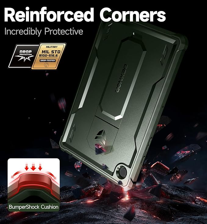 Dexnor Case for Samsung Galaxy Tab A8 10.5 Inch 2022 [Built in Screen Protector &amp Kickstand] Heavy Duty Shockproof Full Body Protective Cover for Galaxy Tab A8 Case-Green