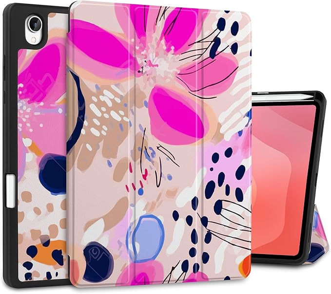 DONGKE Case for Samsung Galaxy Tab S11 5G 11 2025 Model (SM-X730/X736B) Slim Lightweight Trifold Stand Cover with S Pen Holder Auto Sleep/Wake Soft TPU Shockproof Back Floral Artistic