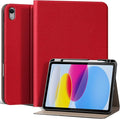 for iPad 11th Gen 11 inch 2025 &amp 10th Gen 10.9 inch 2022 Case with Pencil Holder Premium Leather Smart Cover Auto Wake/Sleep Multi-Angle Protective Stand CaseBright Red