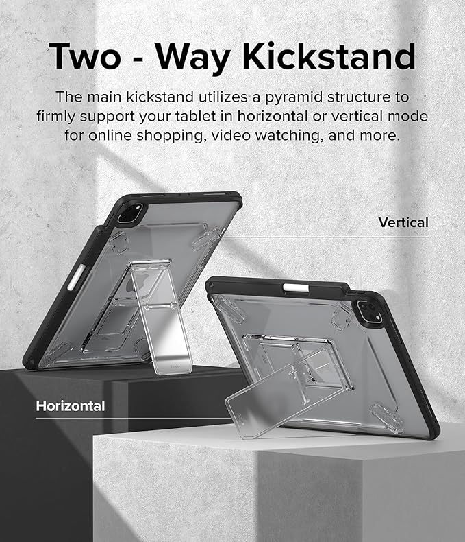 Ringke Fusion Sketch Stand for iPad Pro 11 Inch Case (4th 3rd 2nd 1st) [Cover + Stand] Pencil Holder with Overcharge Prevention Non Yellowing Wobble Free for Writing and Drawing - Black