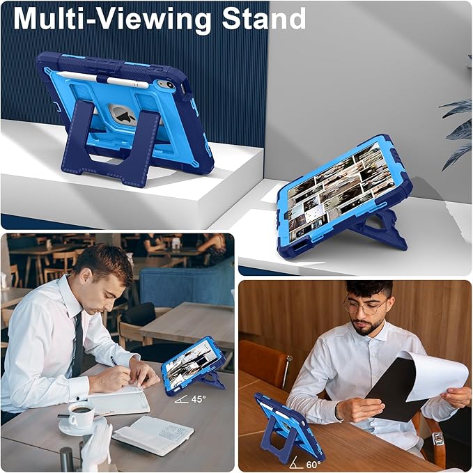 ATOOZ for iPad A16 11th Generation Case 11 Inch 2025for iPad 10th Generation Case 10.9 Inch 2022 with Shoulder Strap &amp Pencil HolderHeavy Duty Shockproof Rugged Protective Cover (Blue)
