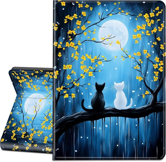 Black and White Cats Enjoy the Moon