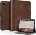 Genuine Leather Case for iPad Pro 12.9 Inch Folio Cover with Pencil Holder Auto Wake/Sleep &amp Adjustable Stand for 6th/5th/4th/3rd Generation (2022-2018) - Vintage Dark Brown