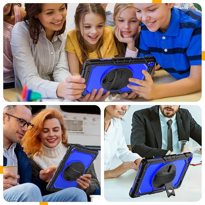 Timecity for Samsung Galaxy Tab A 10.1 Case 2019 Only Fit (SM-T510/ SM-T515/ SM-T517) Drop Proof with Hand Strap Stand Screen Protector Pencil Holder （NOT FIT for 2016 Release） - Dark Blue