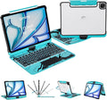 Transparent Keyboard Case for iPad Air 11 (M3 2025/M2 2024) Air 5th/4th Gen 10.9 &amp iPad Pro 11 (4th-1st) - Multi-Touch Trackpad 360° Rotating Stand 7-Color Backlit Pencil HolderBlue