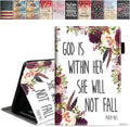 Case for Amazon Kindle Fire 7 Tablet (7 9th/7th Generation 2019/2017 Release) Slim PU Leather Cover with Card Slot &amp Auto Wake/Sleep Floral Quote Bible Verse Psalm 46:5