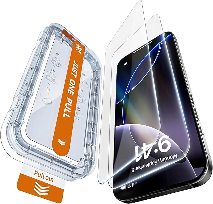 X-it 2 Pack Screen Protector for iPhone 17 Pro Max 6.9 with Auto-Alignment Kit Anti-Reflective Technology Auto Dust Removal 9H+ Military Grade Shatterproof Tempered Glass HD Clear Case Friendly