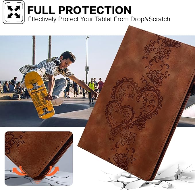 Case for Lenovo Tab Plus 11.5 Inch 2024 Embossed Premium PU Leather Case with Stand/Pencil Holder/Card Slots/Elastic Band for 11.5 Lenovo Tab Plus 2024 Release-Brown