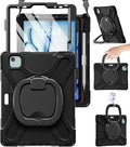 BRAECN for iPad Air 11 Inch Case M4 2026/M3 2025/M2 2024 iPad Air 10.9 5th/4th Gen iPad Pro 11 4th/3rd/2nd/1st Kids Cover with Screen Protector Pencil Holder Shoulder Strap Handle &amp Kickstan
