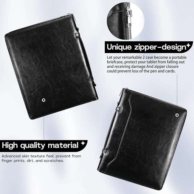 E NET-CASE Case for Remarkable 2 Tablet 10.3 inch (2020 Released) - Business Handheld Design Upgraded PU Leather Cover for Remarkable 2 Digital Paper with Zipper &amp Pen Holder (Black)